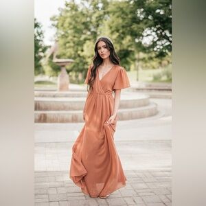 Burnt Orange/Camel Brown Eloise Maxi JESSAKAE Dress